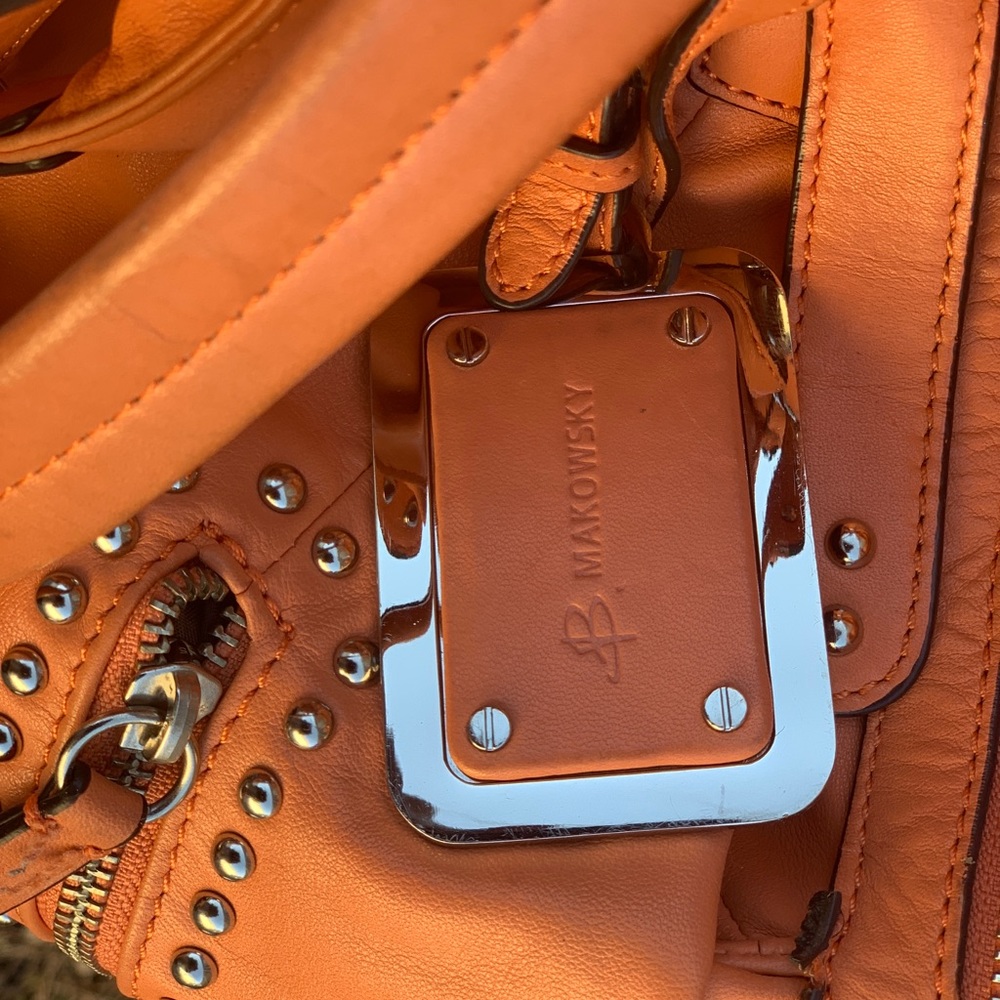 b. makowsky Coral Leather Hobo with Stud and Buckle Details - Picture 4 of 14